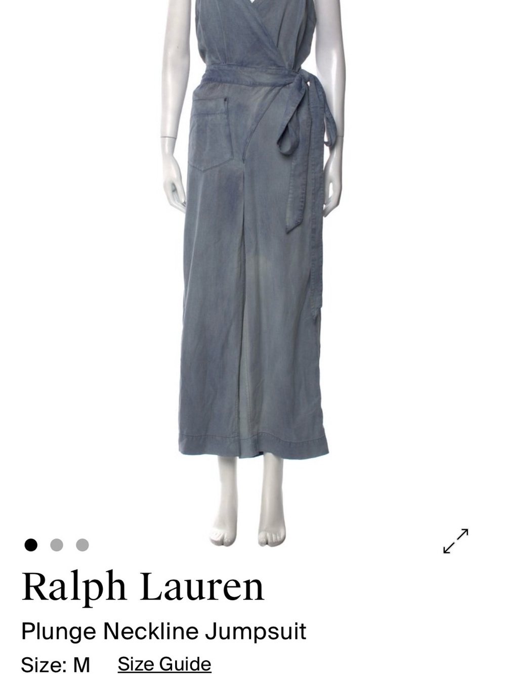 Ralph Lauren Light Slate Blue Plunge-Neck Jumpsuit
